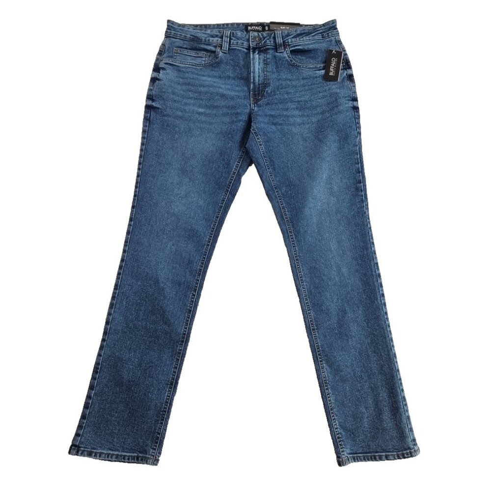 Buffalo David Bitton Ash Jeans Men's 34x32 Med‎ Wash NEW Slim Straight Stretch